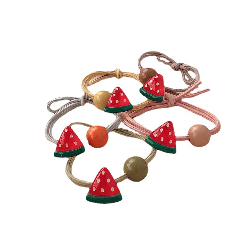 Red coreana fruta linda piña sandía fresa anillo de cabello cuerda de cabeza para adultos atar el cabello banda de goma cuerda de cabello adornos para el cabello