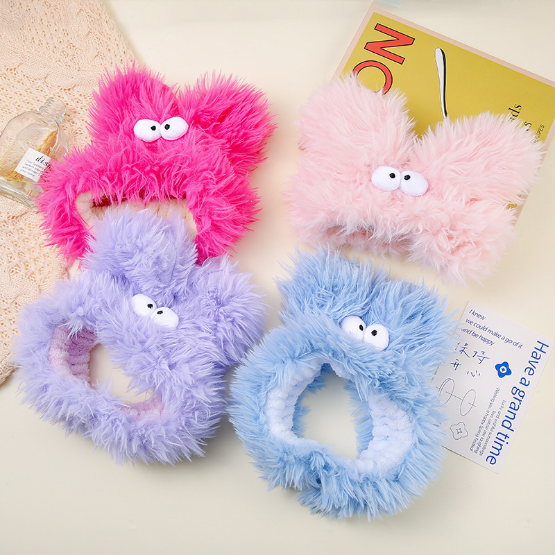 Caliente feo lindo Orejas de conejo grande cara lavado diadema lindo divertido horquilla máscara de dibujos animados de otoño e invierno banda de pelo de felpa