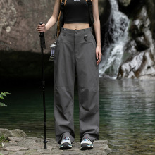冲锋裤女款工装裤防水速干徒步登山裤户外防风运动阔腿裤遮腿型