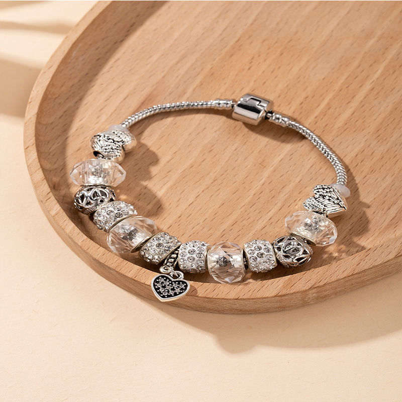 Panjia pulsera Dora DIY cuentas explosivas transfronterizas amor colgante de diamante bola de perforación de cristal cuentas de bronce pulsera cadena image 3
