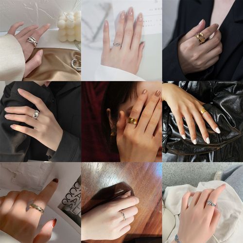 Minimalist Design Zirconia Ring for Women, Insidable Openable Adjustable Tail Ring Set, Personalized Jewelry