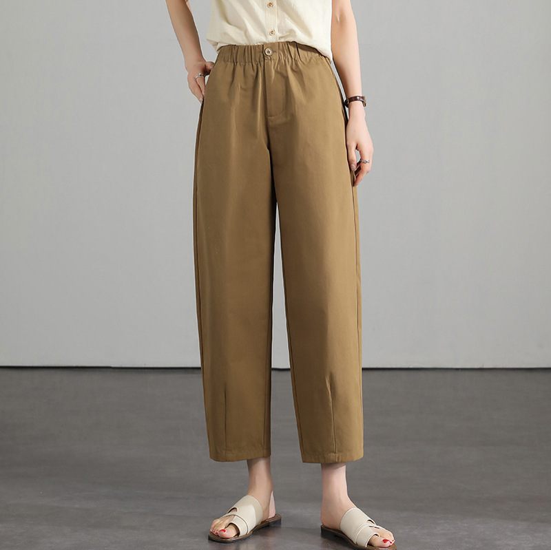 Cropped Sickle Pants Women's Casual Pants 2025 Summer New Narrow Wide Leg Pants High Waist Women's Pants Pink Small