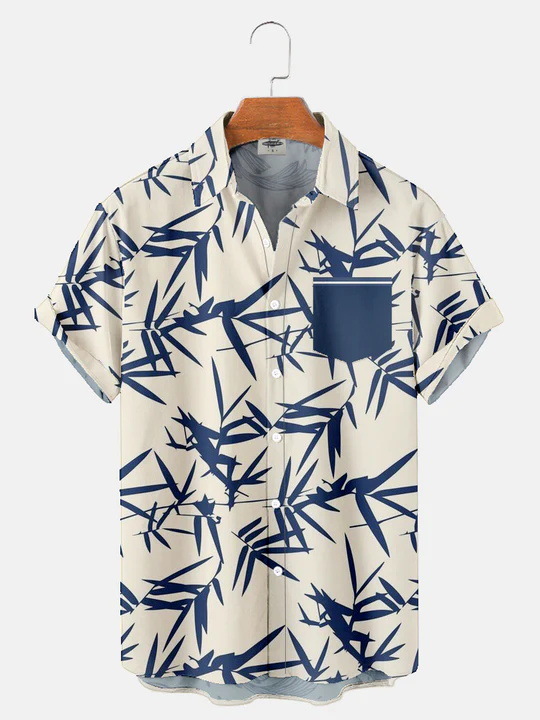 Estación independiente transfronteriza verano nueva camisa impresa digital para hombres tendencia de moda top hawaiano de solapa de manga corta