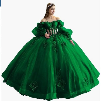 Flores vestido de adulto con mangas brillante con cuentas vestido dulce 2026 nuevo vestido de baile de hombro para mujeres image 14