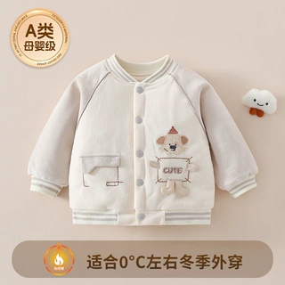 男童拼色棉服外套秋冬加厚卡通夹棉上衣宝宝冬季小棉袄批发