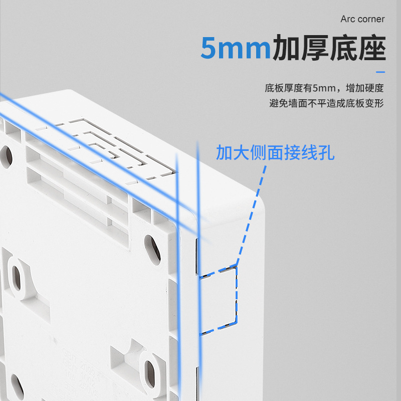 Surface-mounted ultra-thin wall switch socket with open wire panel, one open five holes, two open single control open box, 15 holes and ten holes plug-in