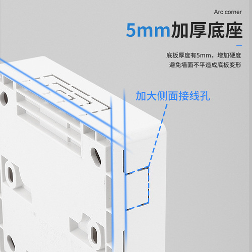 Surface-mounted ultra-thin wall switch socket with open wire panel, one open five holes, two open single control open box, 15 holes and ten holes plug-in