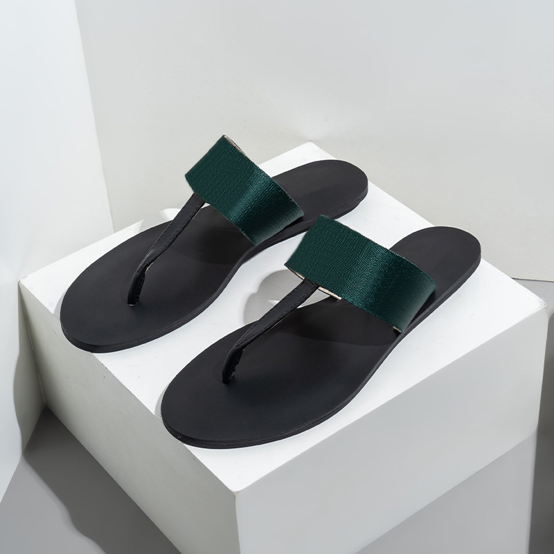 Women's Herringbone Flat Sandals Designer Style Summer Slides_voghion.com