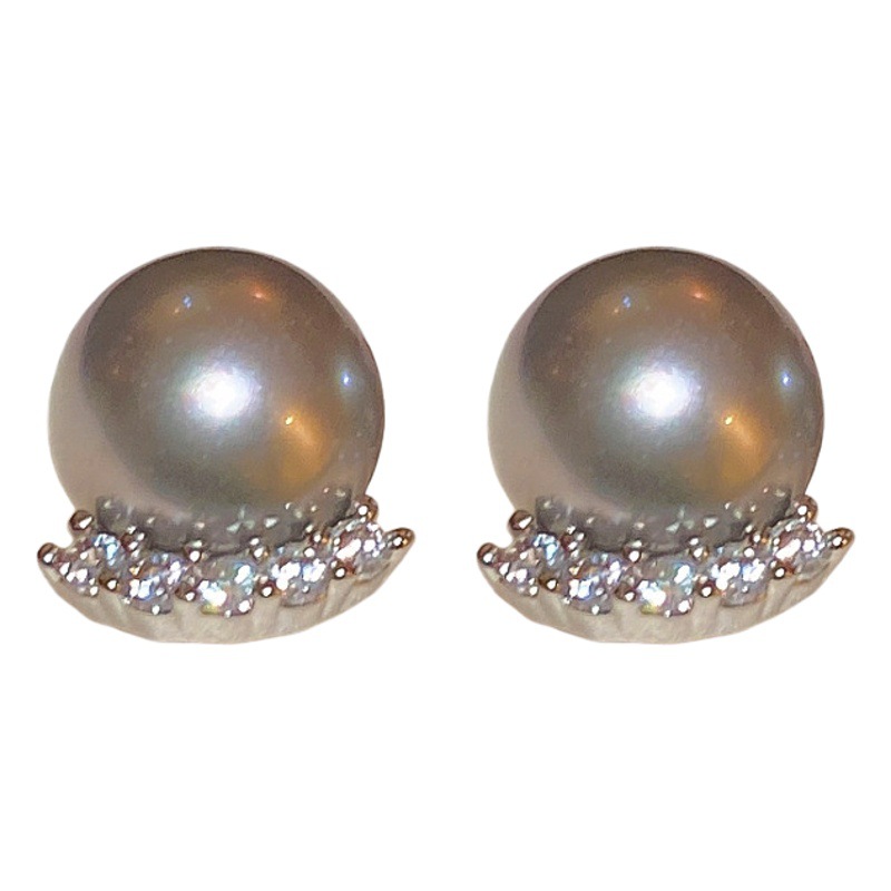 Oro genuino galvanizada aguja de plata pendientes de diamantes de perlas francesas Retro Luz pendientes de lujo elegante pendientes simples al por mayor