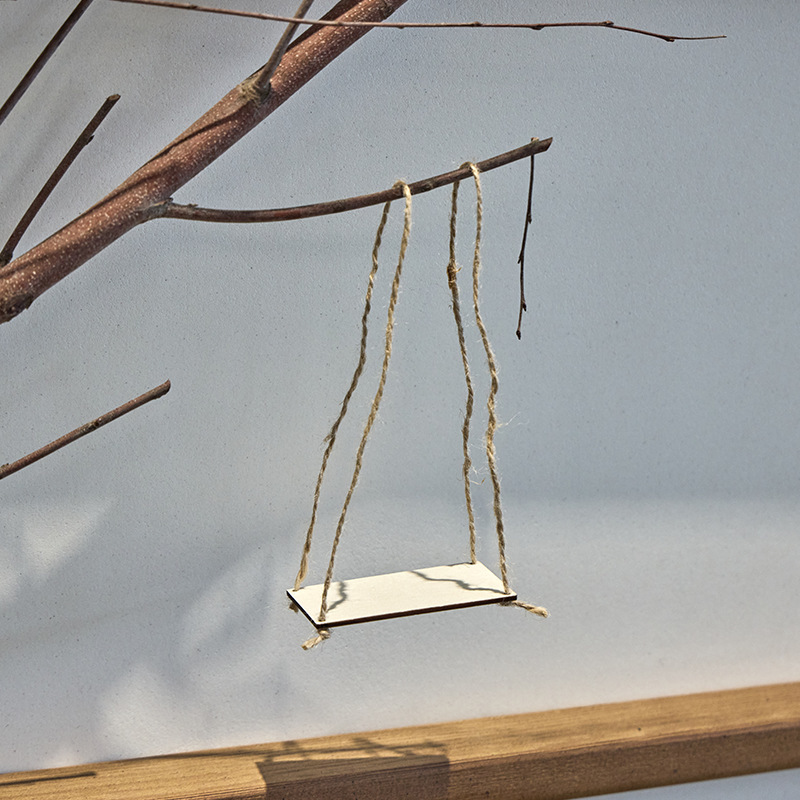 Poplar Mini Wooden Swing DIY Decorative Flower Pot Potted Plant Pendant Christmas Decoration Pendant