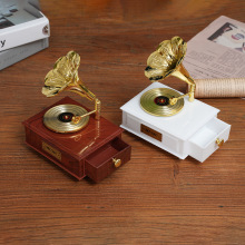 欧式复古唱片留声机八音盒居家客厅酒吧咖啡厅音乐盒装饰摆件批发