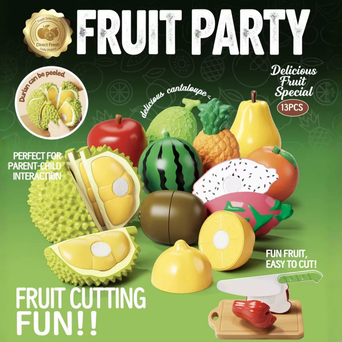 Comercio exterior para niños simulación de alimentos Durian manzana sandía plátano juego de frutas y verduras cortadas juguetes caseros