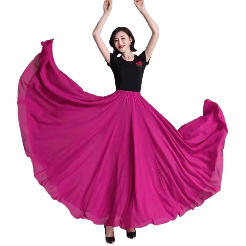 720 degree large swing dance skirt double layer chiffon drape…