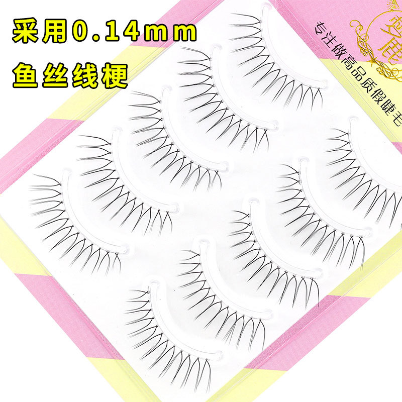 Menglu W-6 pestañas postizas hembra pequeño diablo tallo transparente rizado ojos naturales alargados simulación de dibujos animados ojo auto-injerto
