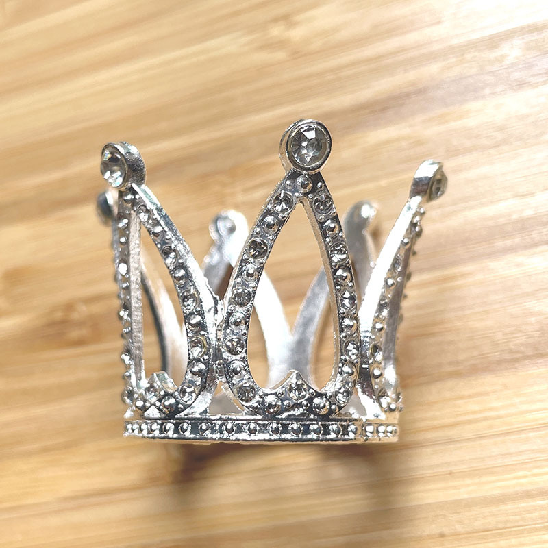 Mini birthday crown cake decoration rhinestone small round crown baking ornaments flowers holiday dress wholesale