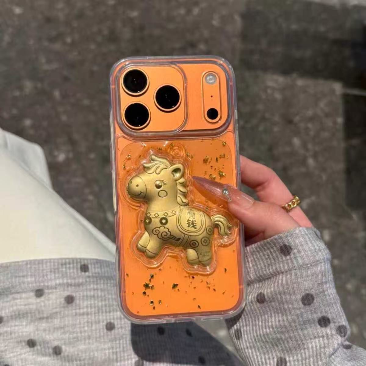 Flash Gold Rich Golden Horse Is Suitable for Xiaomi 17Pro Mobile Phone Case Civi4Pro/Note14/K80Turbo4