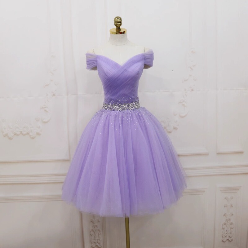 Purple Host Shoulder Model Show Starry Sky Toast Dress Beaded Annual Meeting Hepburn 18-Year-Old Adult Dress Purple Host Shoulder Model Show Starry Sky Toast Dress Beaded Annual Meeting Hepburn 18-Year-Old Adult Dress