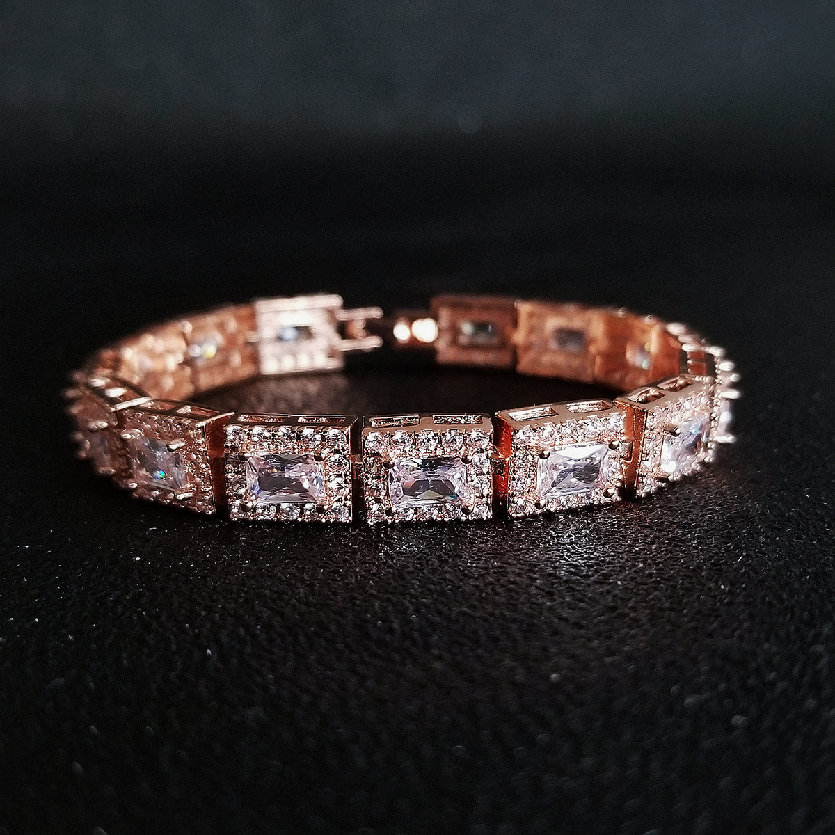 Daisy luxury fashion micro set zircon square multicolor men's and women's bracelet s5779_voghion.com