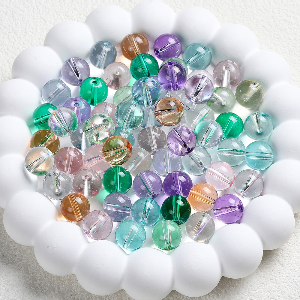 6 / 8 / 10mm esmaltado transparente esmaltado esferas de vidrio DIY joyas manuales pulseras material accesorio de collar image 7