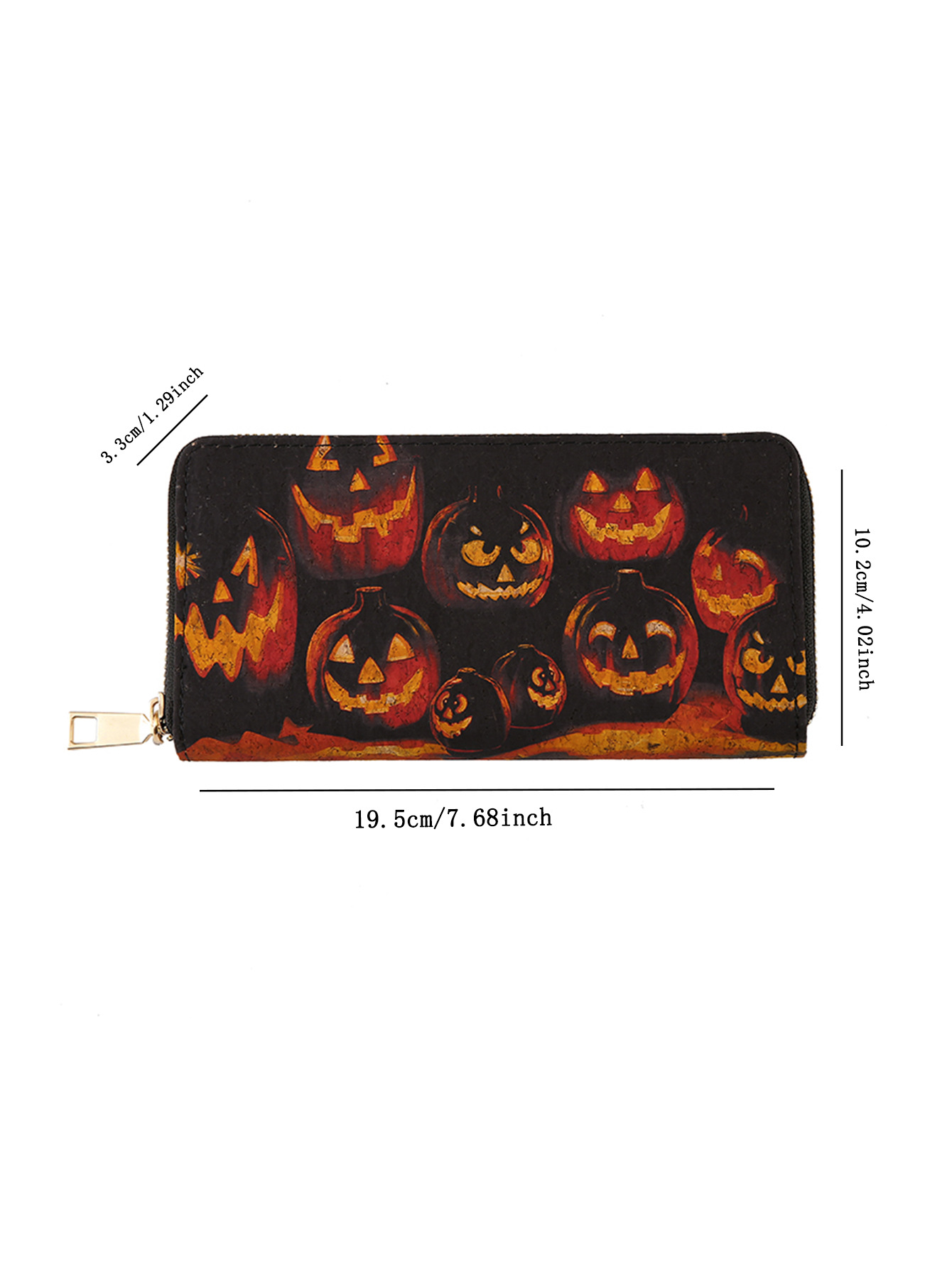 Unisex Gender Simple Style Style Square Shape Unisex Pumpkin Bat Pu Leather Side Zipper Wallets
