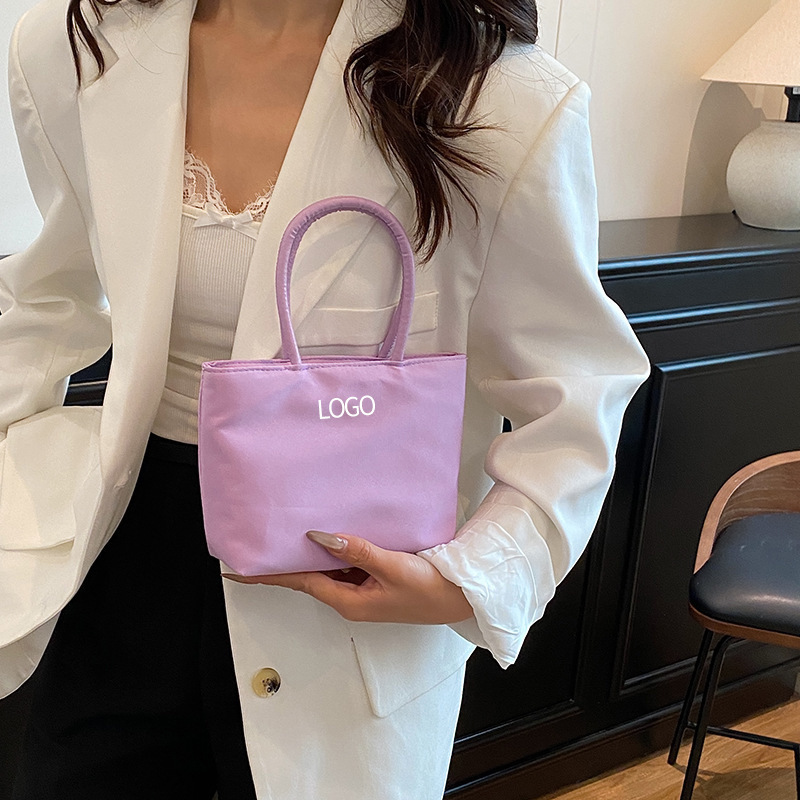 Dopamine Versatile Mini Handbag for Women, New Nylon Fabric Commuter Basket Bag, Trendy Fashion Tote Bag