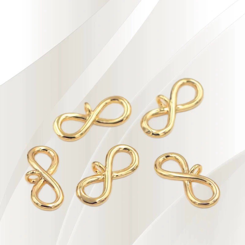 Colgante de cobre chapado en oro con forma de ocho, accesorios para pulseras y collares, piezas de conexión para joyería DIY hecha a mano, venta al por mayor image 8