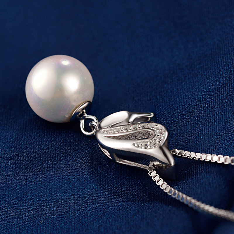 Estilo coreano temperamento de moda micro incrustaciones ZIRCON clavícula cadena collar accesorios s925 plata esterlina creativo rebordear delfín colgante para las mujeres