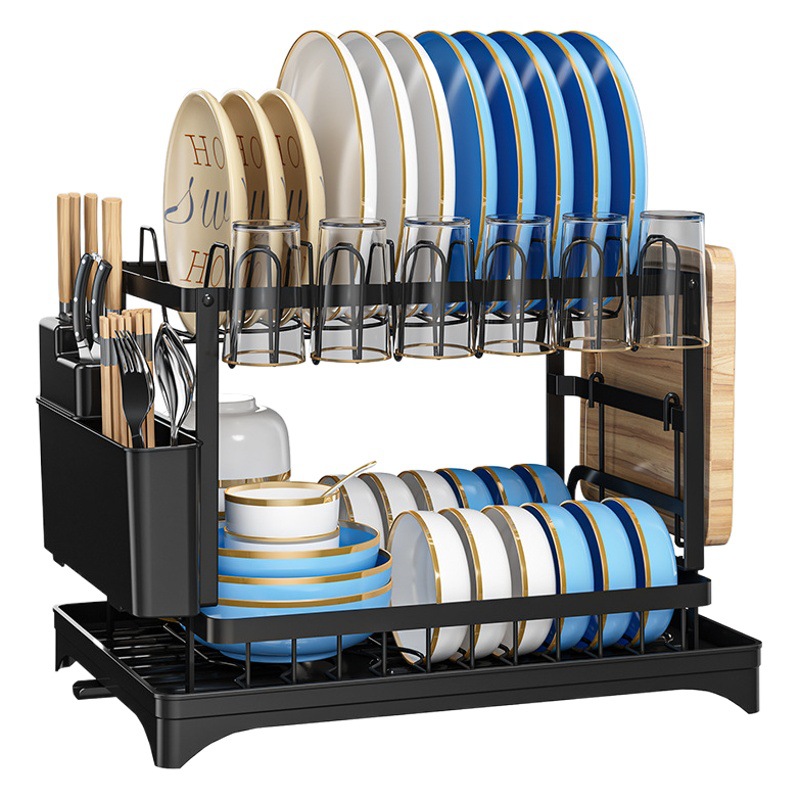 Organizador de cocina multifuncional – escurridor de platos y cubiertos sin perforación