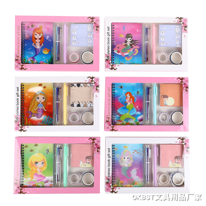 Transfronterizo de dibujos animados 3D Unicornio Chica corazón Flamingo pareja Bloc de notas Notebook papelería traje de regalo