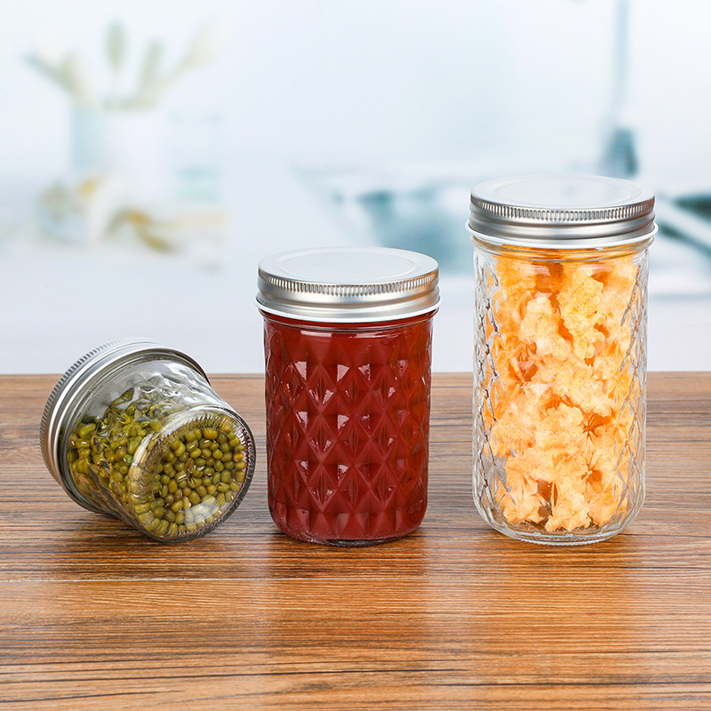 Tapa dividida caviar sub-botella de vidrio botella de mermelada de miel al por mayor transparente sellado almacenamiento doméstico puede botella