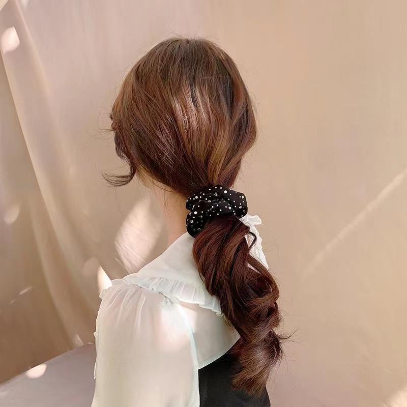 Vintage Style Solid Color Cloth Rhinestone Handmade Hair Tie display picture 1