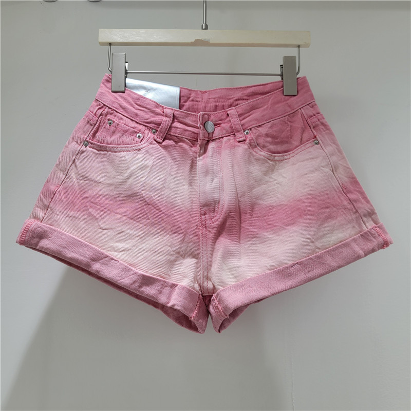 Pantalón Corto de Mezclilla Degradado de Pierna Ancha de Mezclilla y Poliéster para Verano
