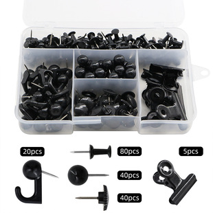 Cross-Border 185-Piece High Five-Grid Boxed Cork Board Push Pins for Home Decoration, Multi-Size Thumbtack Set