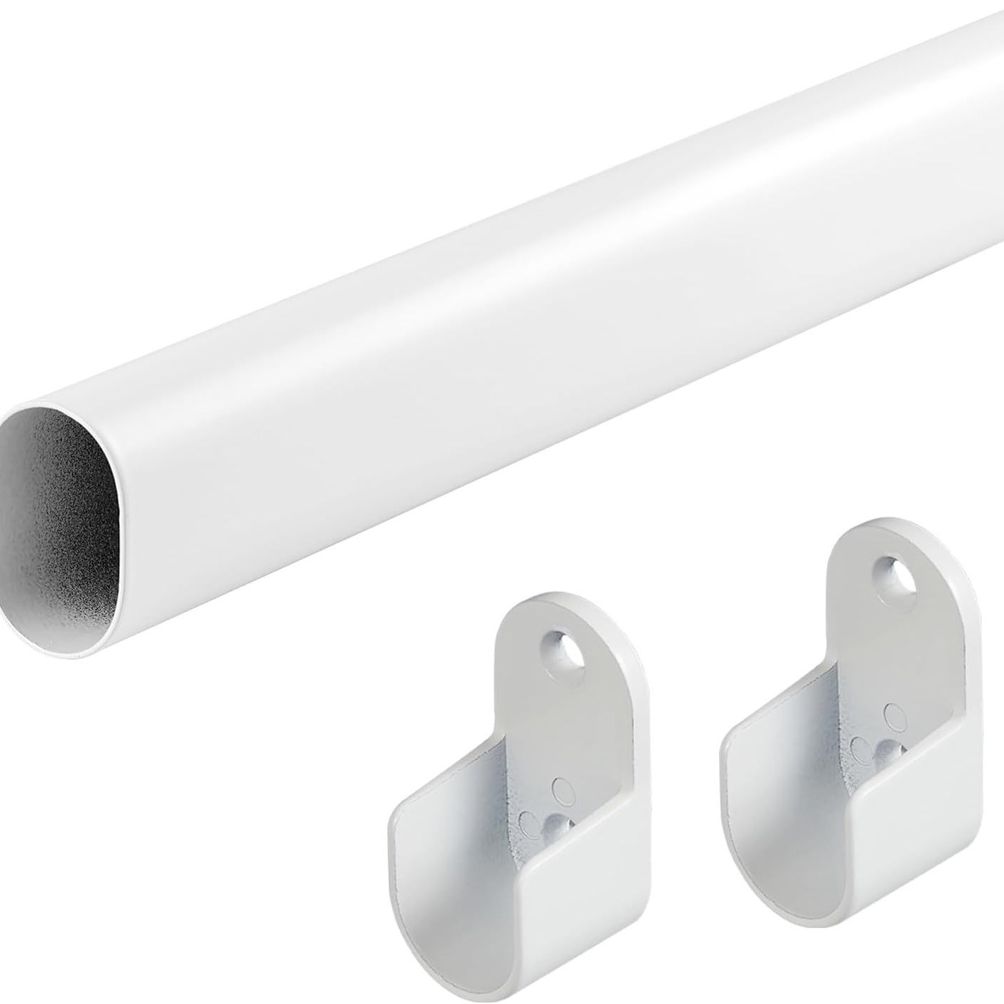 Cross-Border Oval Flat Tube Cabinet Curtain Rod Wardrobe Rod Punched Installation Roman Shower Curtain Rod