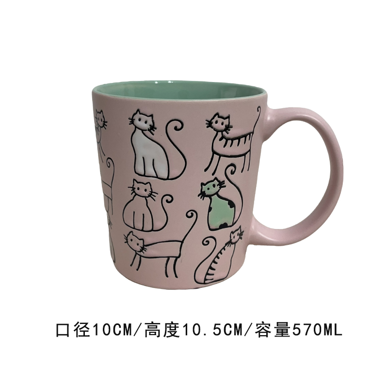 Cerámica bajo vidriado pintado a mano linda taza de gato taza de agua taza de desayuno taza de avena pareja micro pomelo