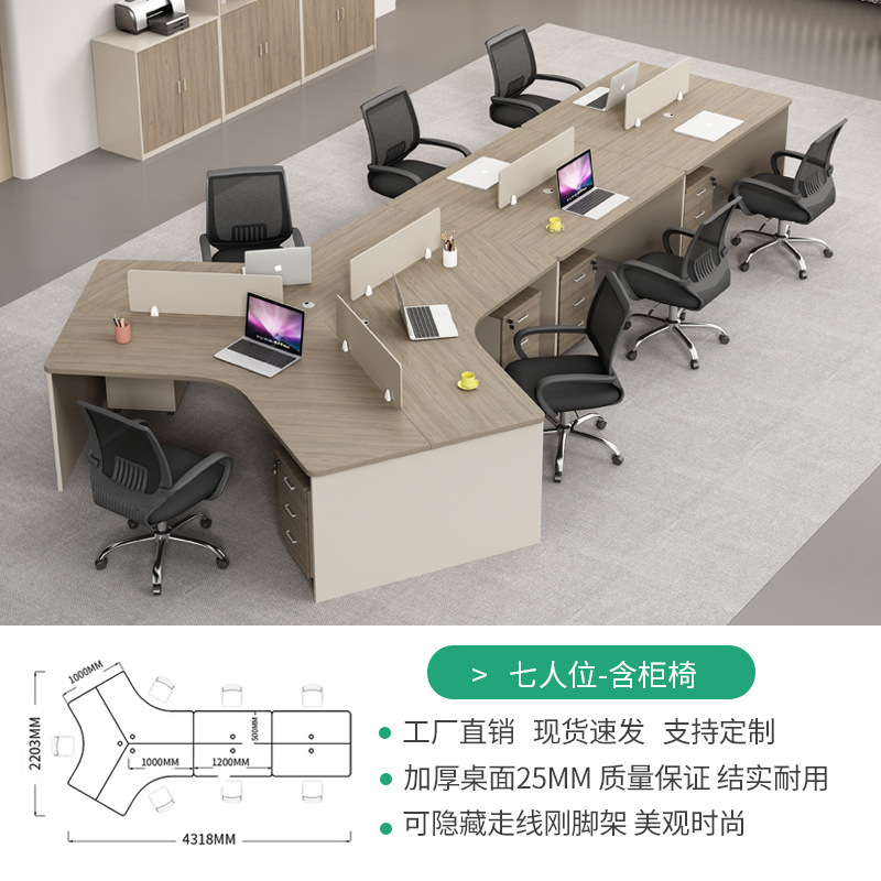 电脑职员桌3/5/6人工位异型简约现代屏风隔断办公室财务组合桌椅|undefined