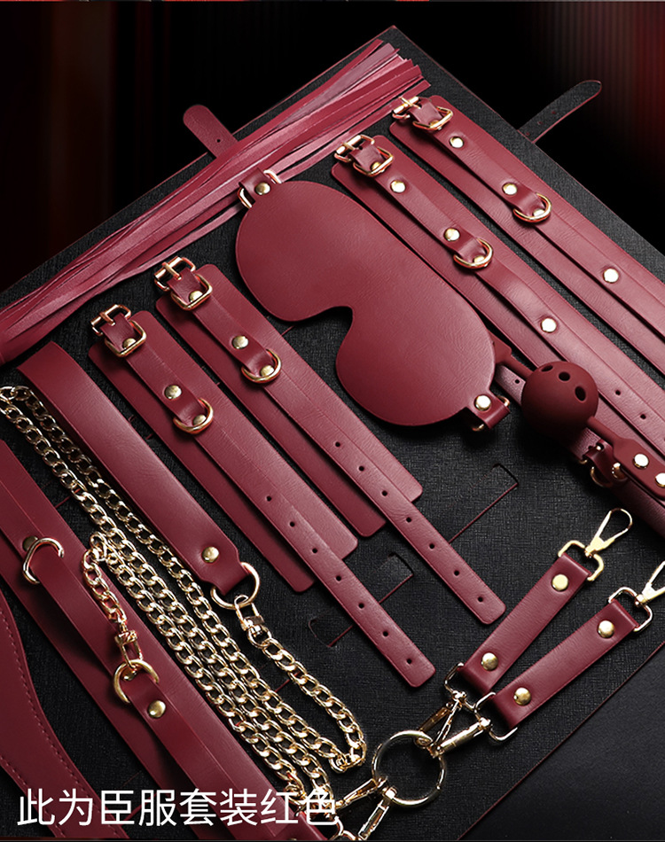 Jiuai SM Bondage Set for Couples with Nipple Clamps and PU Restraints, Black — detail image 33