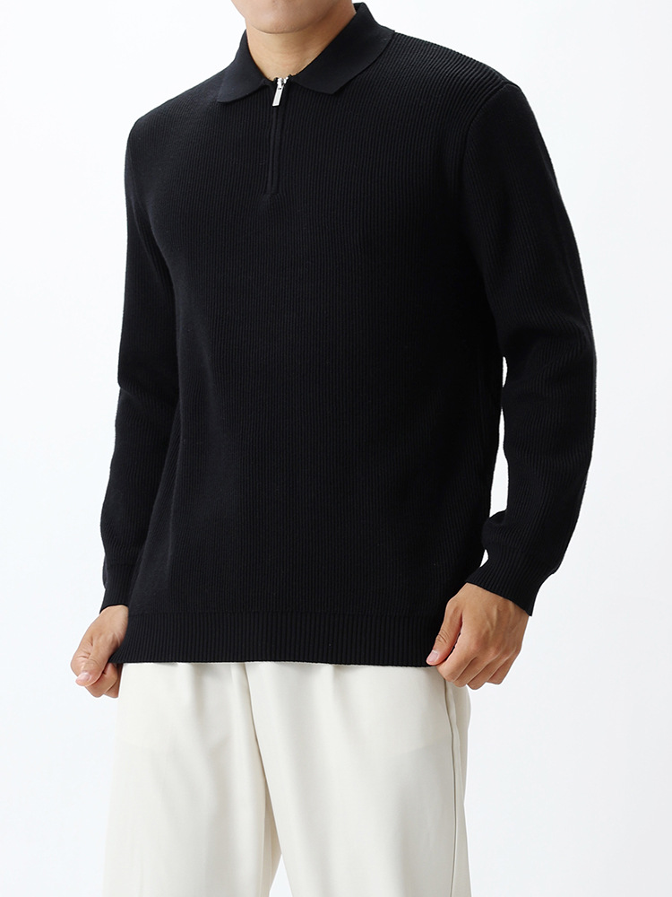 Lujo ligero hombre con cremallera de manga larga de punto hombre polo camiseta de fondo Casual versátil otoño invierno nuevo suéter