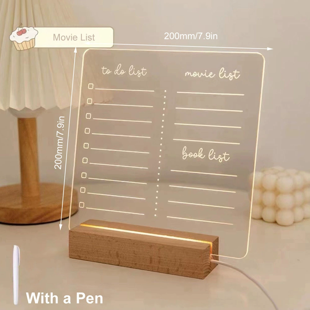 New Note Message Board Led Night Light Transparent Glow Memo