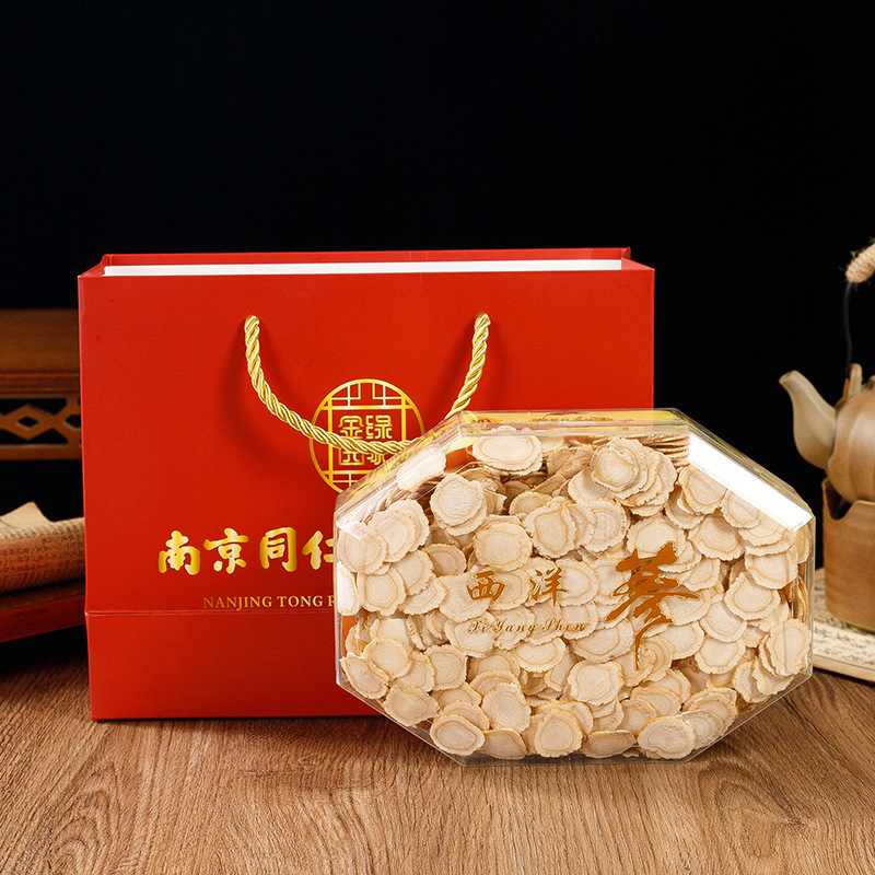 Western Ginseng Gift Box Western Ginseng Slices for Drinking, Sliced Wholesale American Ginseng Soft Stems and Segments, Soft Quality, Gift for Chinese New Year