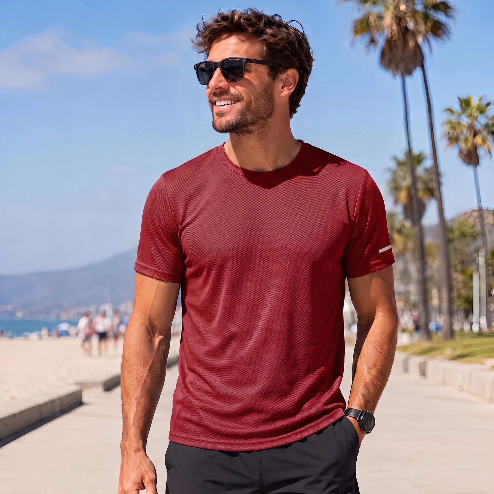 European size cross-border new ice silk quick-dry short-sleeve T-shirt for men, loose fit for running, hiking, and casual wear, fashionable