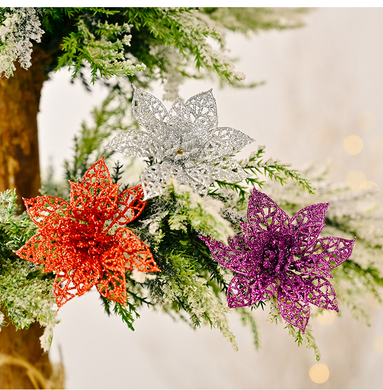 New Product Christmas Decoration Christmas Tree Decoration Christmas Hollow Simulation Flower display picture 7