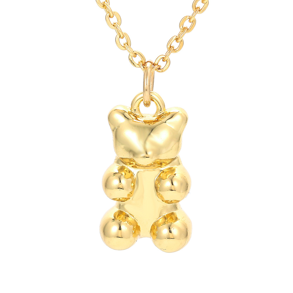 7g Weight Pendant Necklace Classification Fashion Retro Mini Bear Solid Color Copper Necklace Wholesale Nihaojewelry