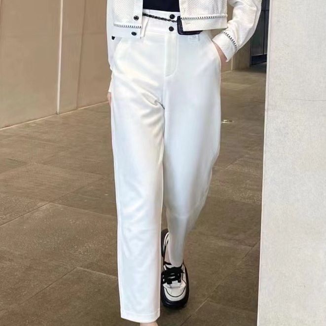 Gejia's New Women's Clothing 2024 Autum Versatile High-Waisted Two-Button Granny Pants Harem Slimming Look Crotch-Covering Overalls Pants