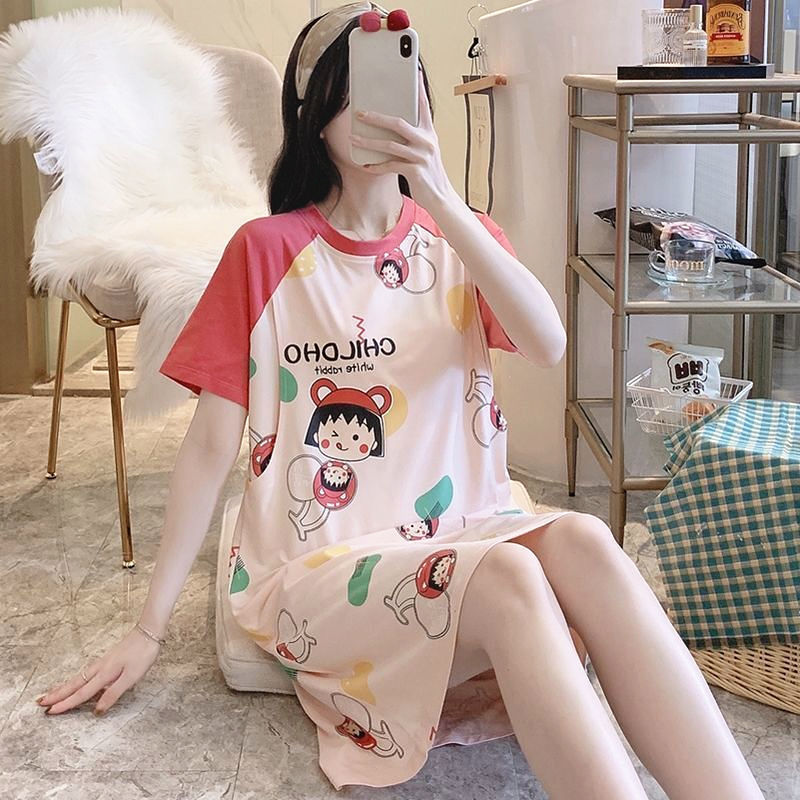 マタニティドレス授乳通気性夏半袖パジャマ授乳ネグリジェ吸汗性産後服産後薄い夏|undefined