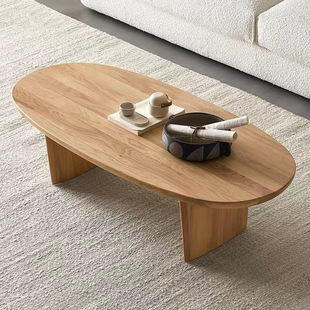 Nordic Japanese Exquisite Log Coffee Table Living Room Oval Solid Wood Tea Table Retro Homestay Creative Designer Tea Table