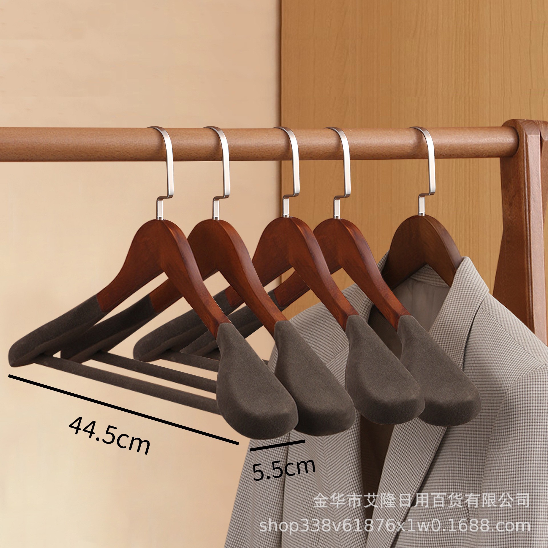 Perchas de madera sólida trajes trajes de ropa de madera sin marcas tiendas de ropa de madera hotel seleccionado soporte de ropa de madera estante de ropa antideslizante