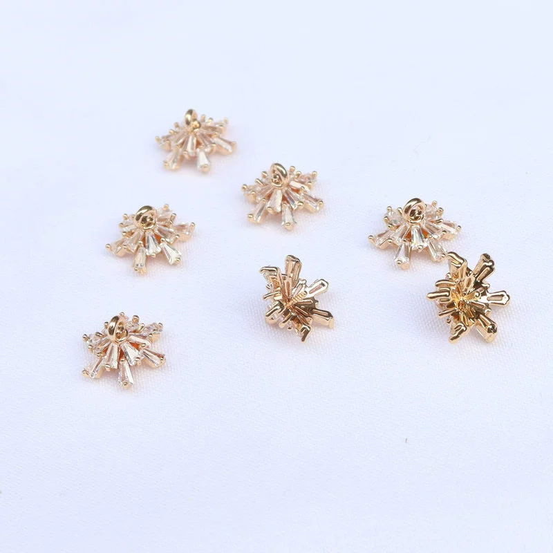 Copper zirconium, pendant from pearl, earrings, necklace, accessories, micro incrustation