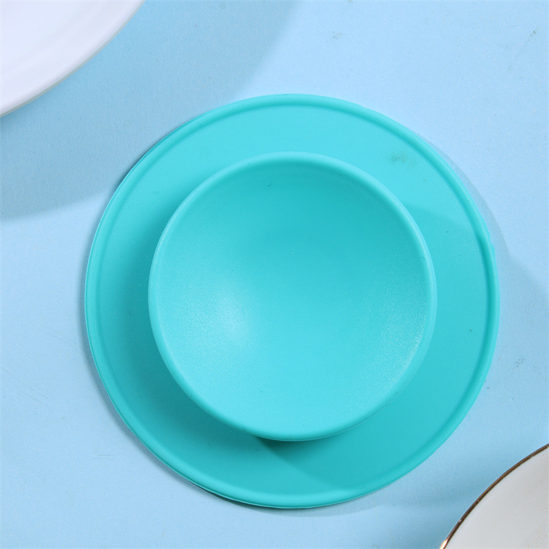 피콕 블루* 원형 실리콘 흡입 컵