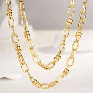 18K Gold Necklace Imported from Italy Au750 Gold Ares Necklace Retro European and American Style Large Gold Chain
